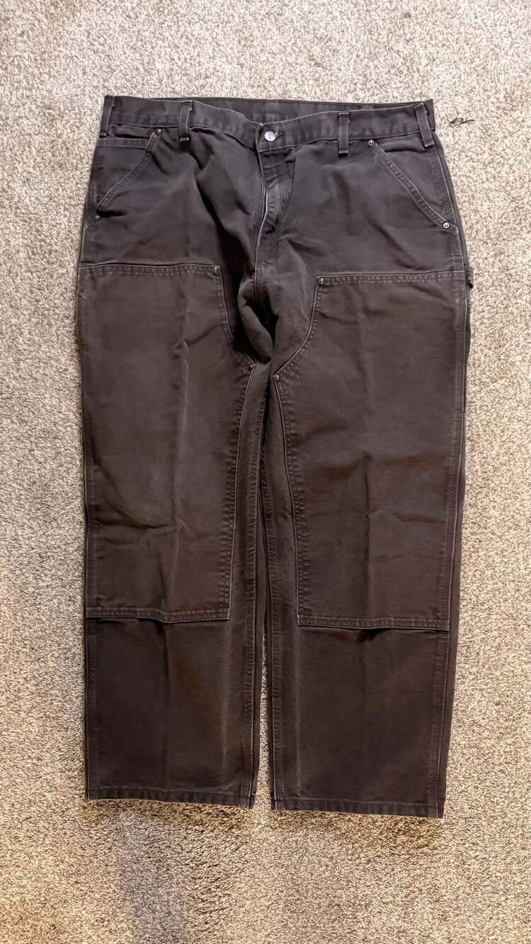 Carhartt B136 DKB Dark Brown Double Knee Original Dungaree Work Pants 40x30